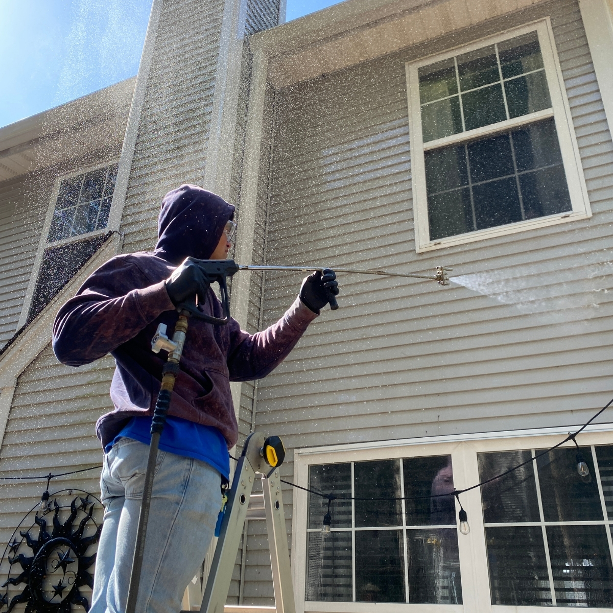 F&M Power Washing professionally soft washing a New Jersey home